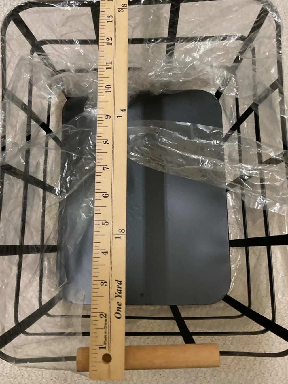 black metal grid basket